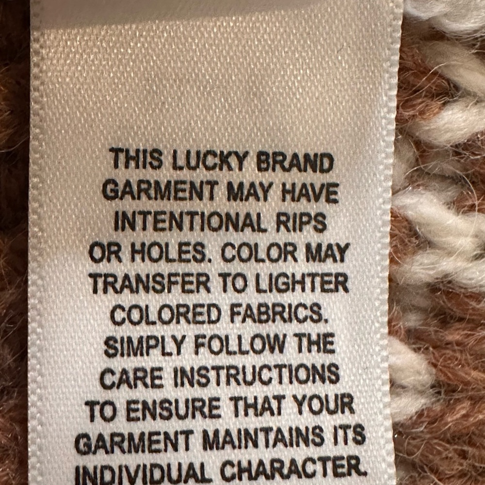 Lucky‎ Brand Fairsle Sweater Coatigan Caramel Cafe Women's Medium Wool Blend - Picture 10 of 11